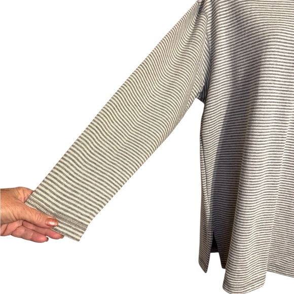 NWT  Neutral Heather Grey Striped Top   LARGE   #7 - Picture 3 of 10